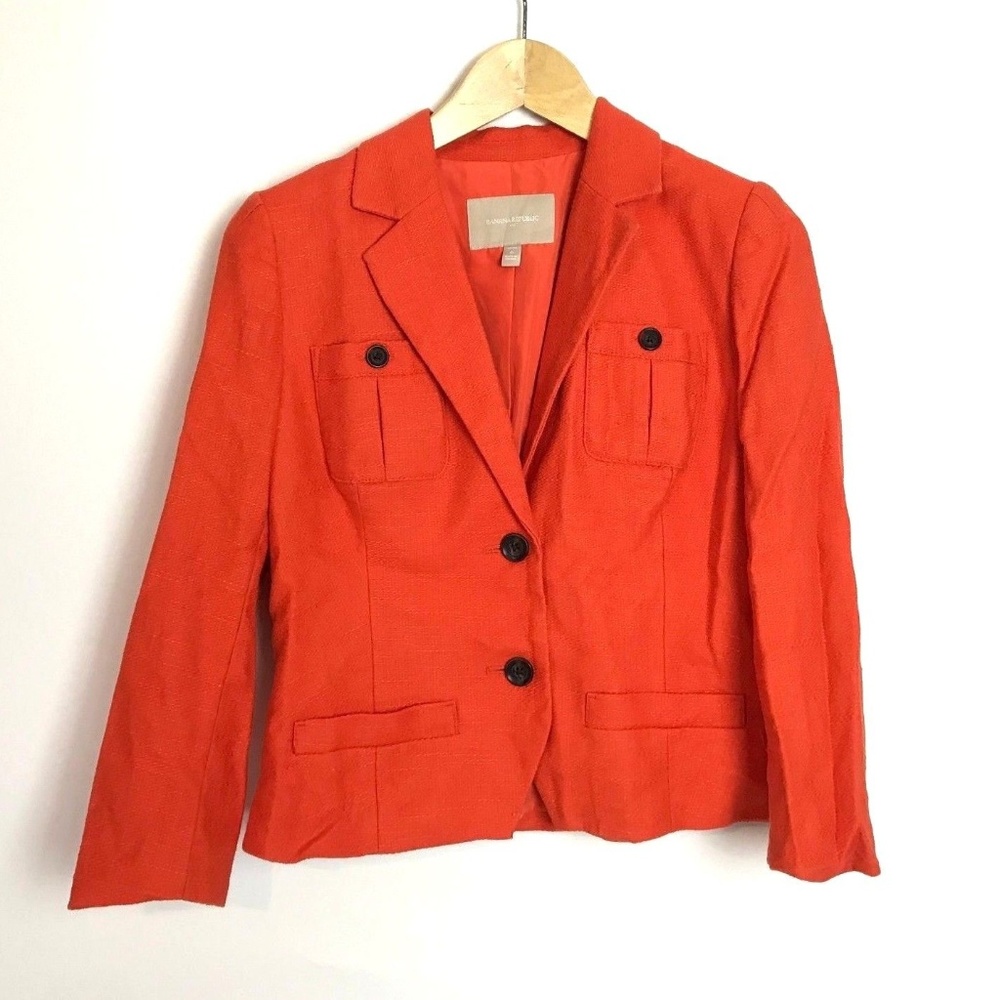 Banana Republic linen blazer jacket orange